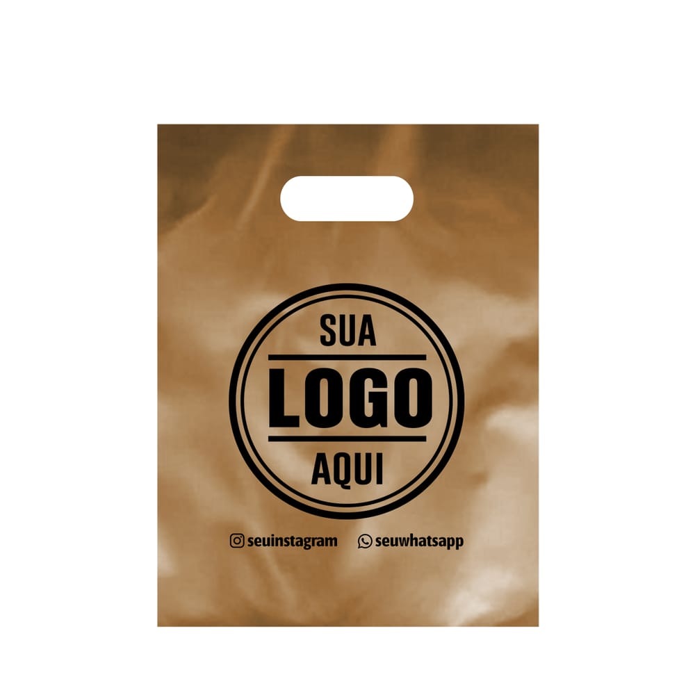 Sacola alça vazada personalizada cor Dourada