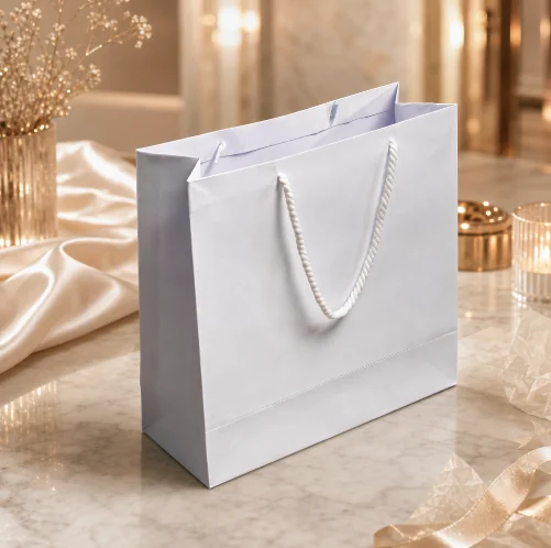 Sacola de Papel PREMIUM QUIET LUXURY - 23x22x10 cm - Alças São Francisco - Pronta Entrega - Pacotescom 10 unidades - imagem 1