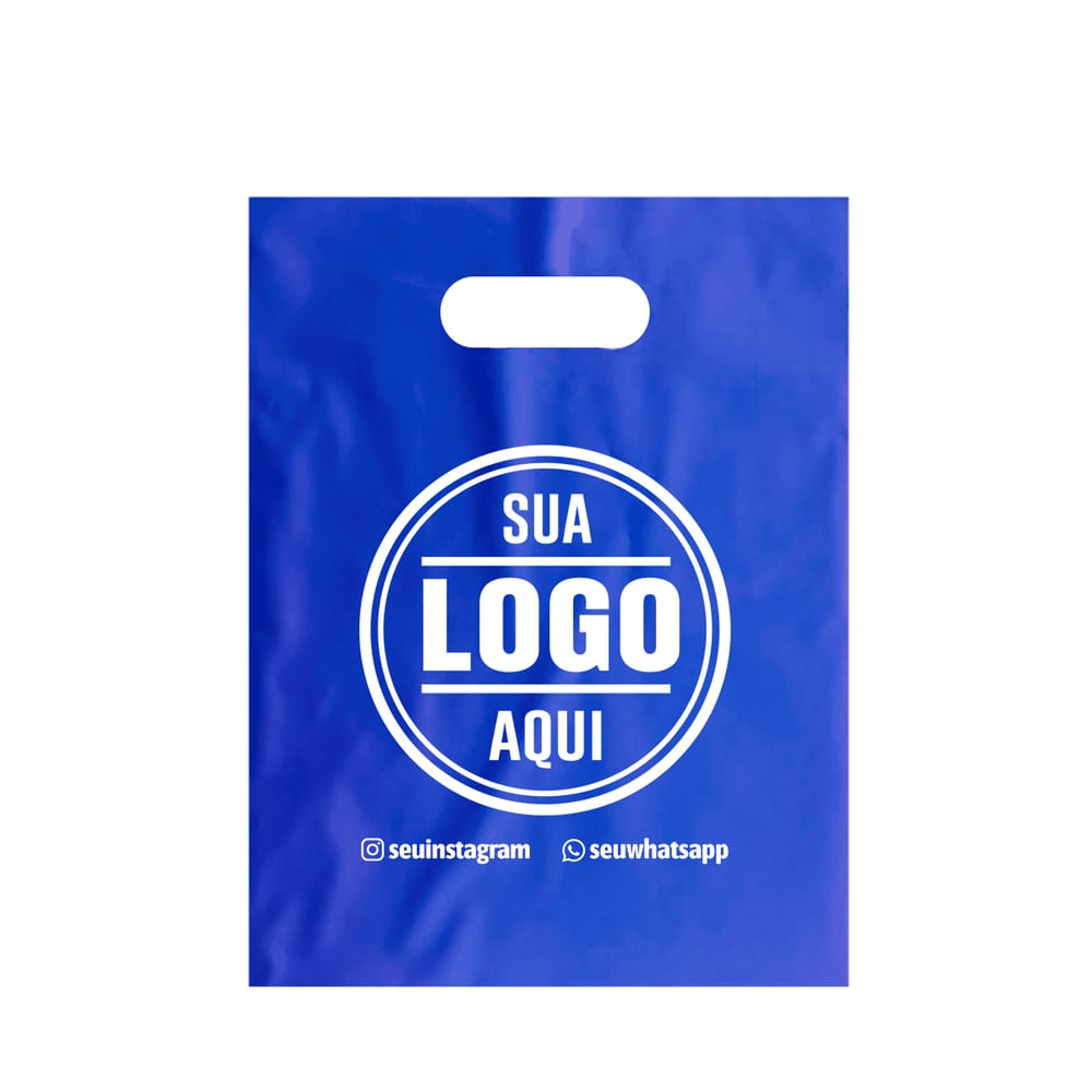 Sacola alça vazada personalizada cor Azul