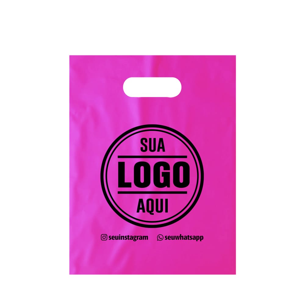 Sacola alça vazada personalizada cor Rosa