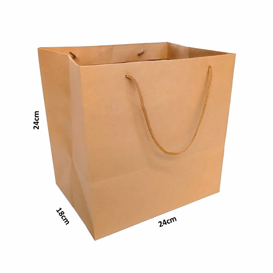 Sacola de Papel Para Bolos Caseiros, Delivery e Kits 24x24x18 cm (AxLxP) - Alça Nylon - Pronta Entrega - 10 Unidades - imagem 1