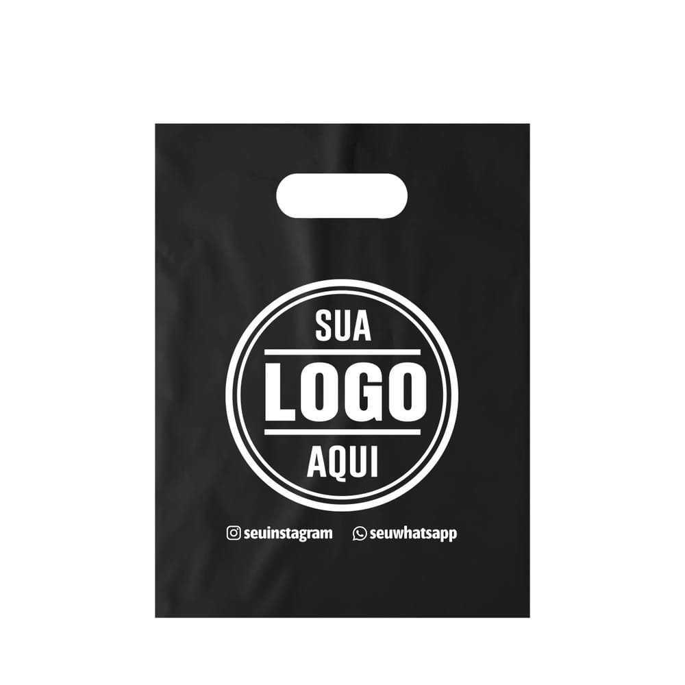 Sacola alça vazada personalizada cor Preta
