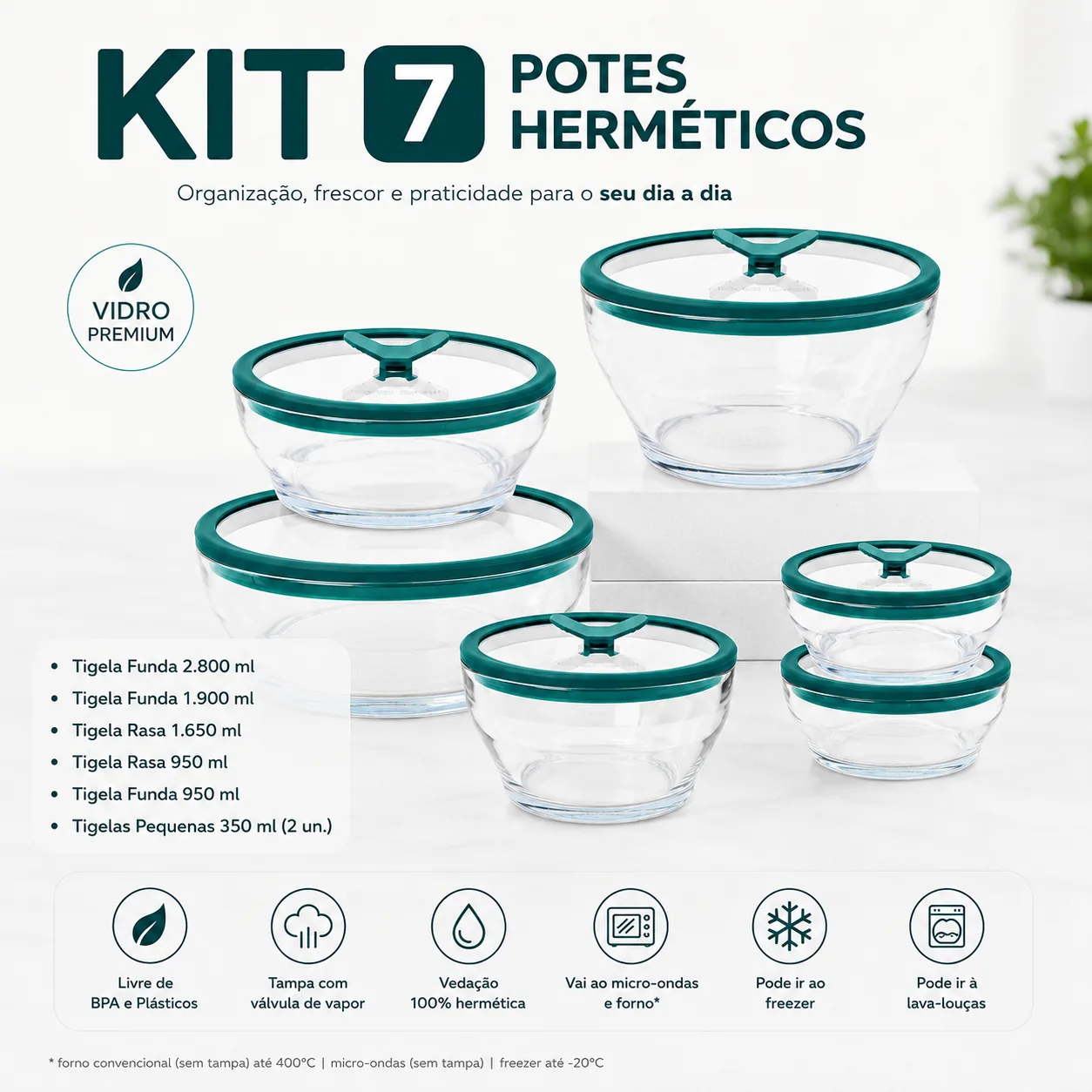 FrostGlass™ – Potes Herméticos de Vidro 7 Peças - imagem 1